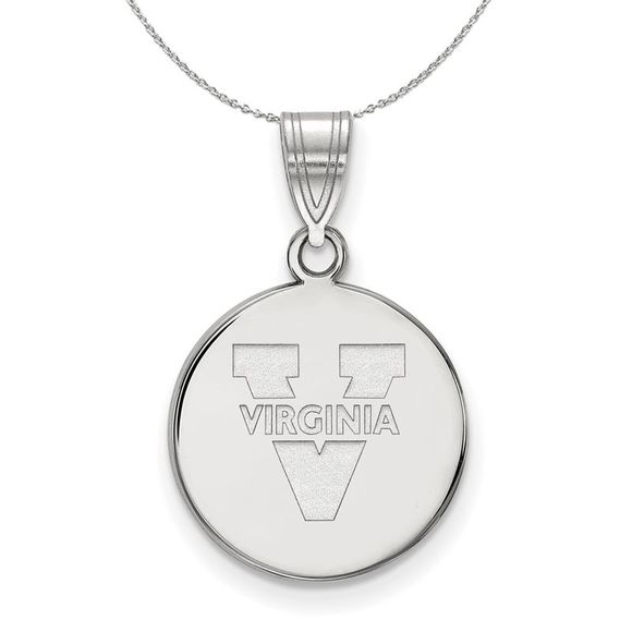 Sterling Silver U of Virginia Medium Disc Necklace - 16 Inch